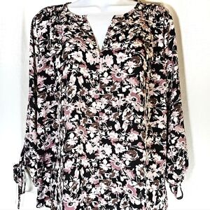 3/$20 ECLAIR M Floral Tie Sleeve Top